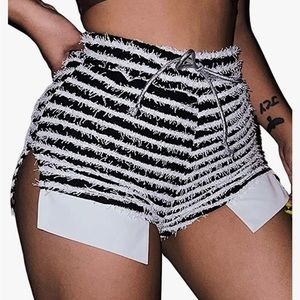 Fuzzy Zebra Striped Shorts